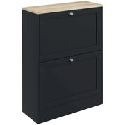 Scarpiera con 2 Cassetti e Ripiani Regolabili ¨C zephmum ¨C Nero 60x23.5x80cm