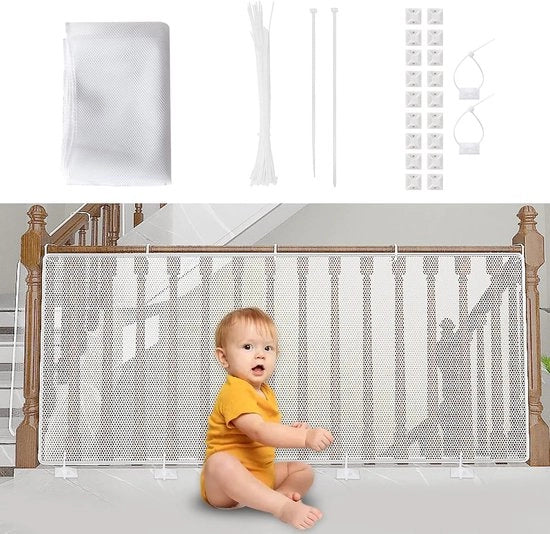 Rete di sicurezza per bambini - Sicurezza - 1 pezzo - Bianco - Tessuto a rete - 300 x 90 cm