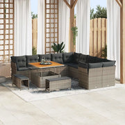 Set Divano da Giardino con cuscino 13 pcs Grigio polyrattan