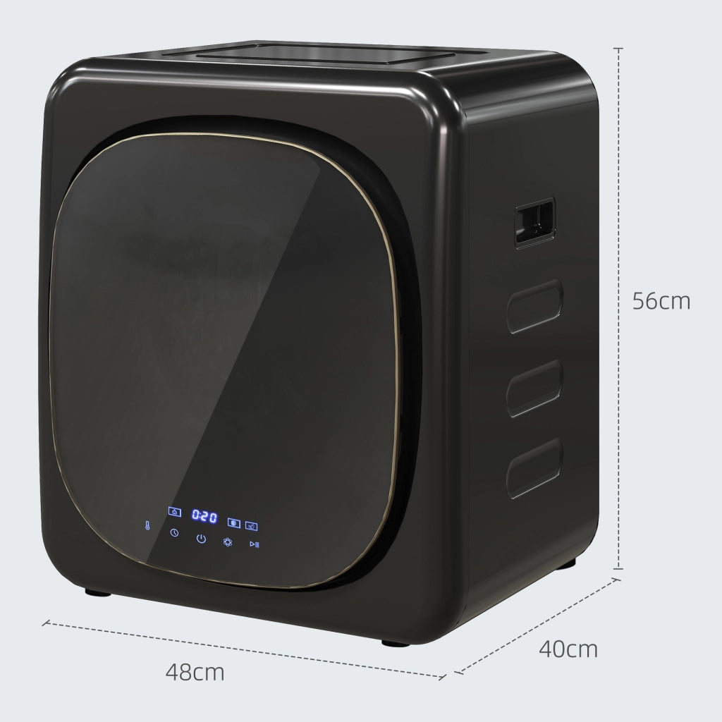 Asciugatrice ad Aria Carico 4kg con Timer e Programma Smart, in Acciaio Inox e ABS, 48x40x56 cm, Nero