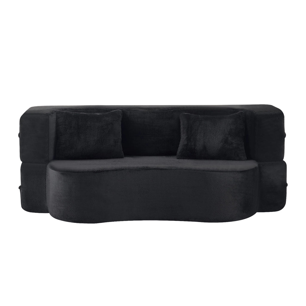 Divano letto pieghevole 2 in 1 - con funzione letto e 2 cuscini - in schiuma - nero