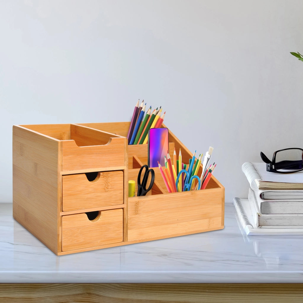 ORGANIZER da scrivania con 2 cassetti 33x20,5x15,5 cm bambù naturale