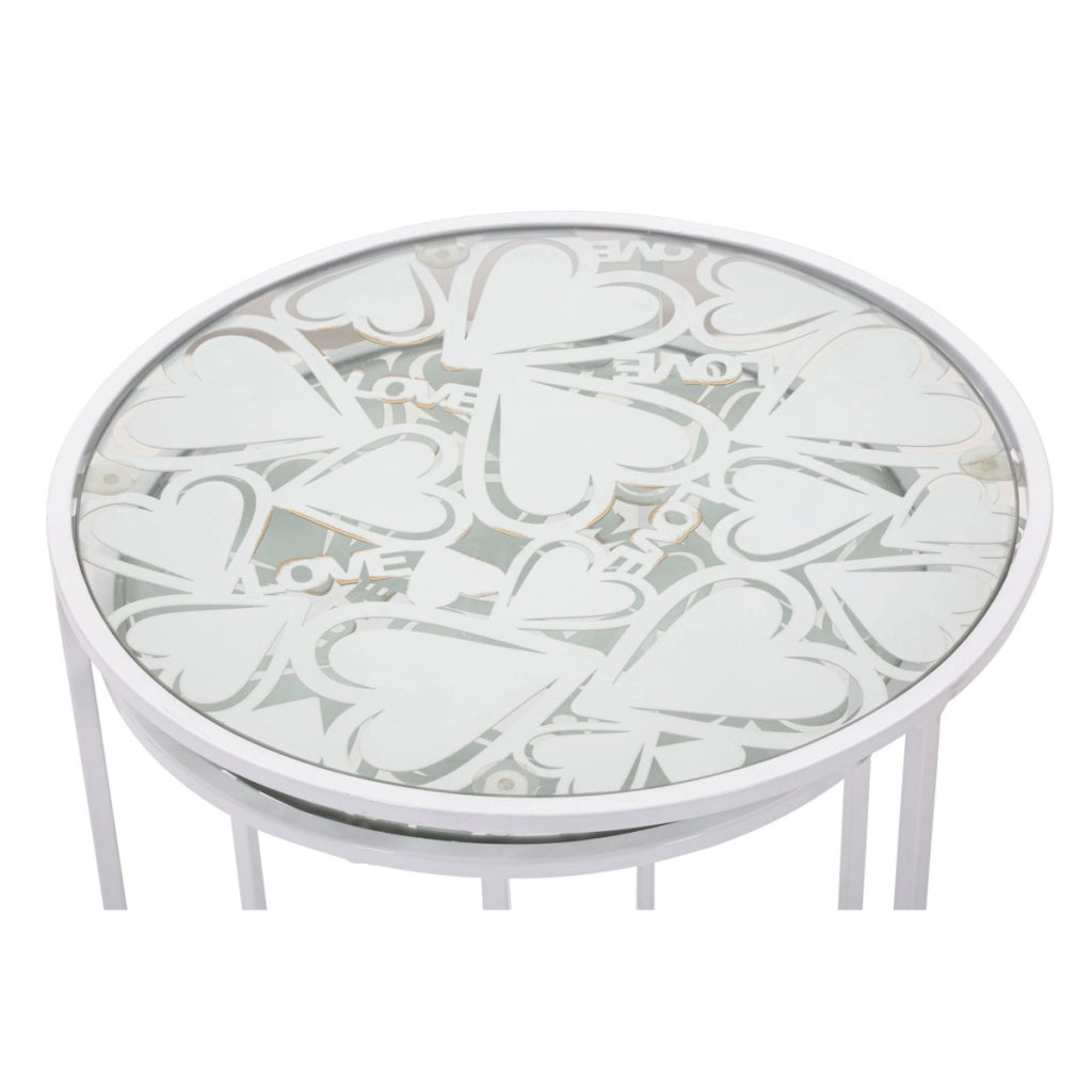 Set di Tavolini VKH556, Bianco, Metallo, 43x43x60 cm
