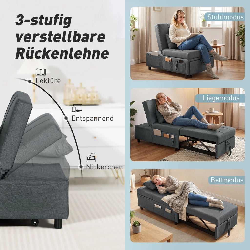 Divano letto reclinabile 2 posti ¨C Minimal ¨C Grigio