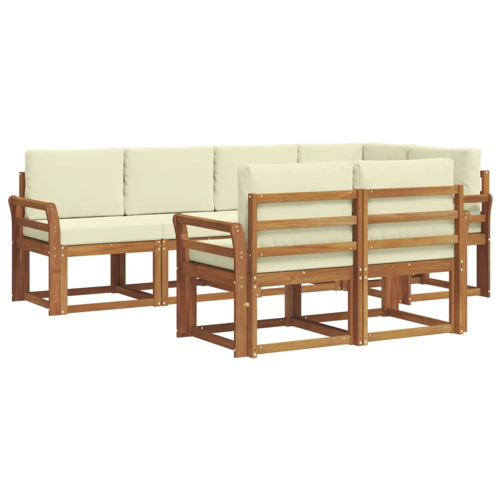 Set di divani da esterno con cuscino 7 pcs Naturale e Crema 3366533