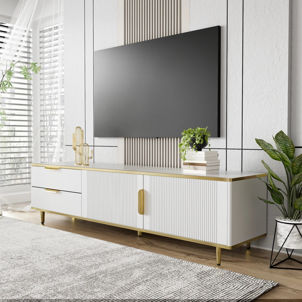 Cassettiera per TV bianca in truciolare lunghezza 170 cm
