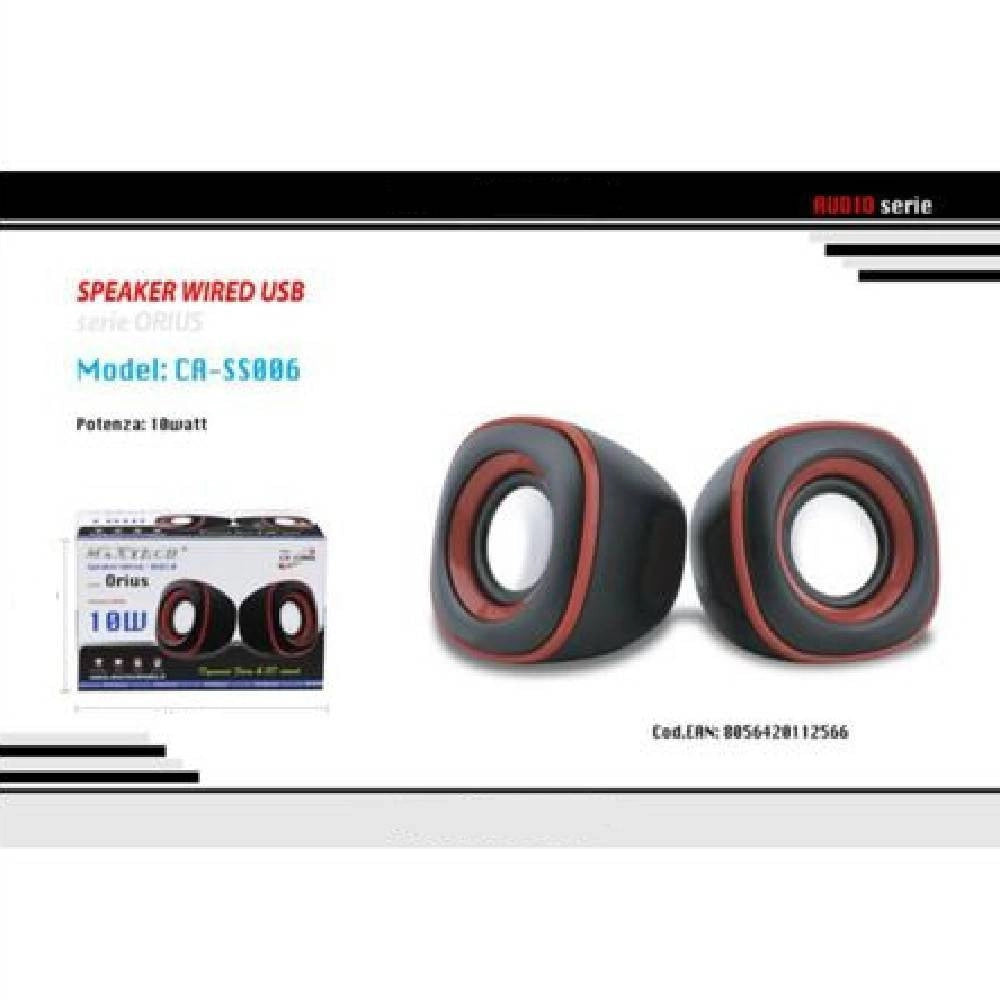 Trade Shop - Coppia Casse Speaker Wired 10w Altoparlanti Maxtech Ca-ss006 Pc Attacco Usb Aux -