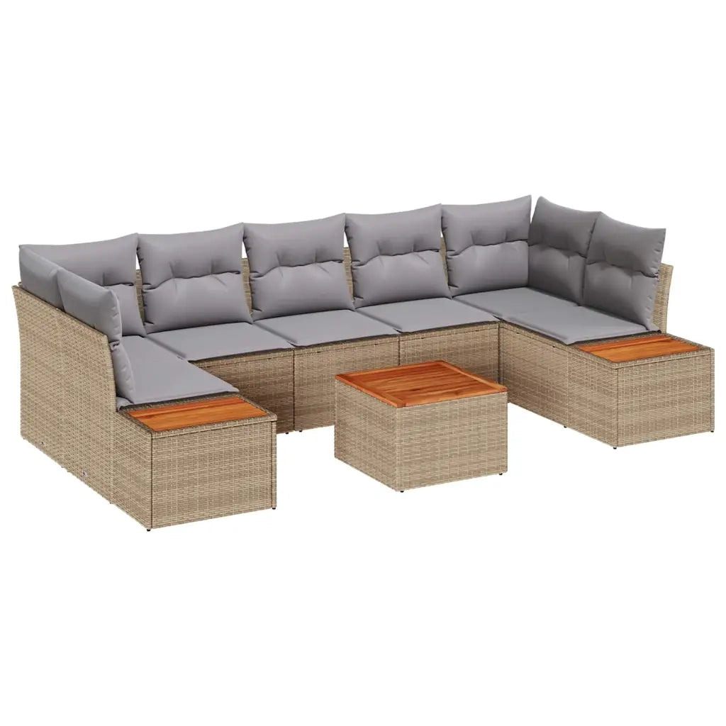 Set Divano da Giardino con cuscino 8 pcs Beige Poly Rattan 3348046