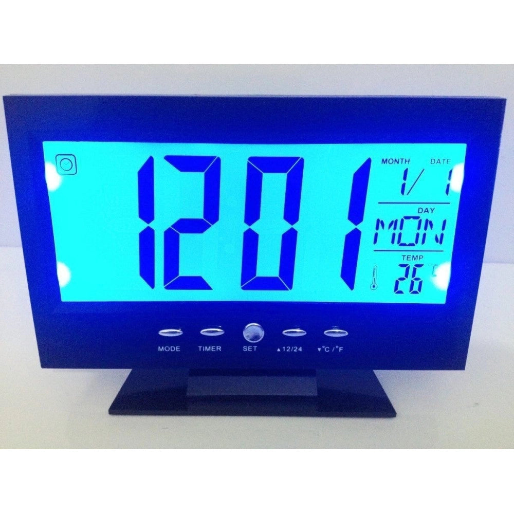 Trade Shop - Sveglia Orologio Da Tavolo Ampio Display Lcd Retro Illuminato A Led -