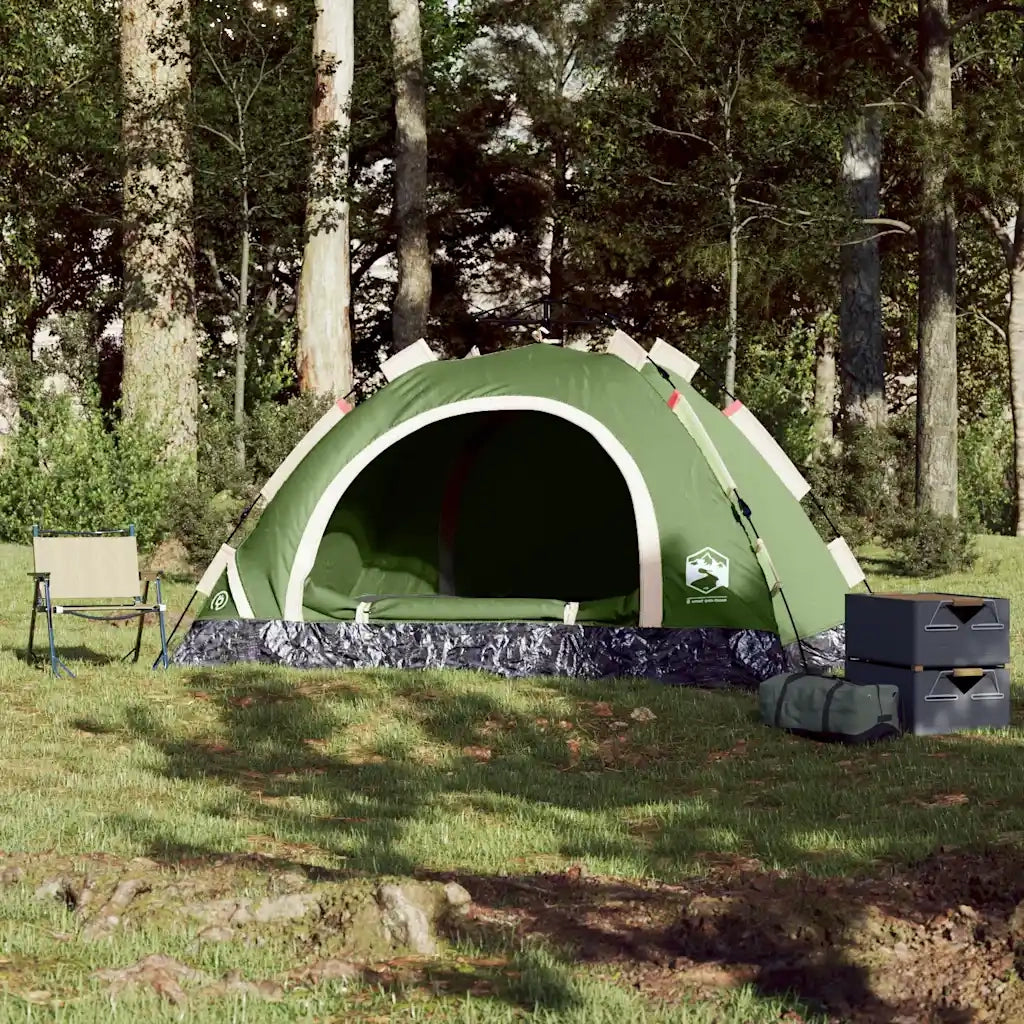 Tenda da Campeggio 3 Persone-Tenda per Escursionismo Verde a Rilascio Rapido