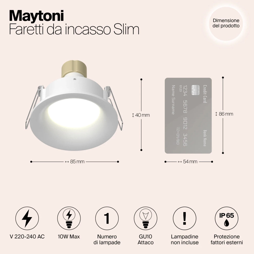 Maytoni Faretto Slim 1 luce GU10 bianco metallo