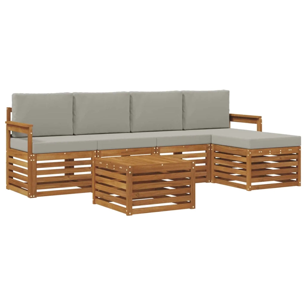 Set di divani da esterno 6 pcs Grigio Naturale e Chiaro 3374676