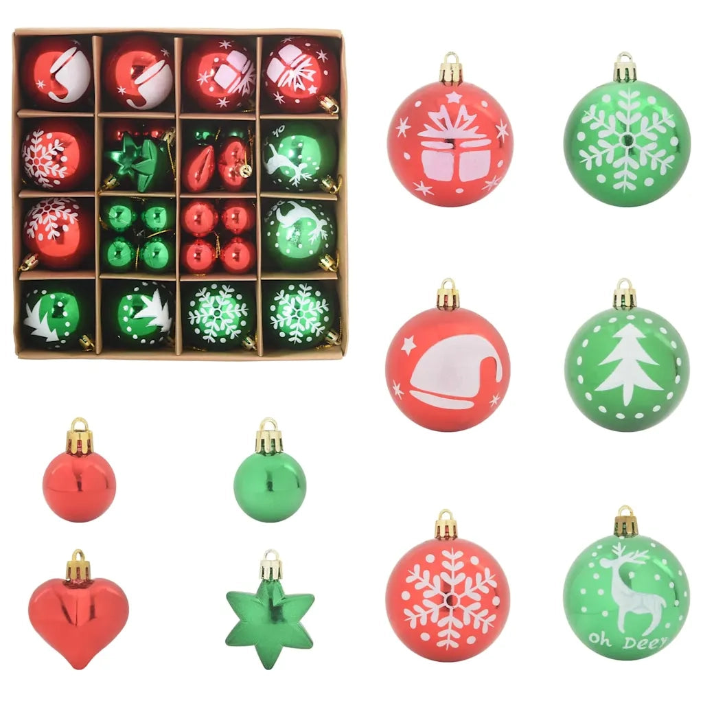 Set di Palle di Natale 40 pcs Rosso e Verde Plastica 42018846