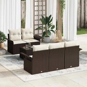 Set di divani con cuscino 6 pcs Marrone polyrattan