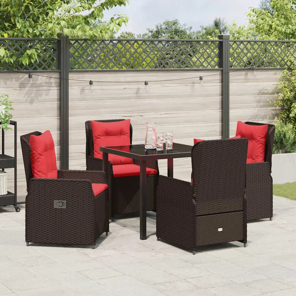 Set da Pranzo per Giardino 5 pcs Marrone Poly Rattan 3381024