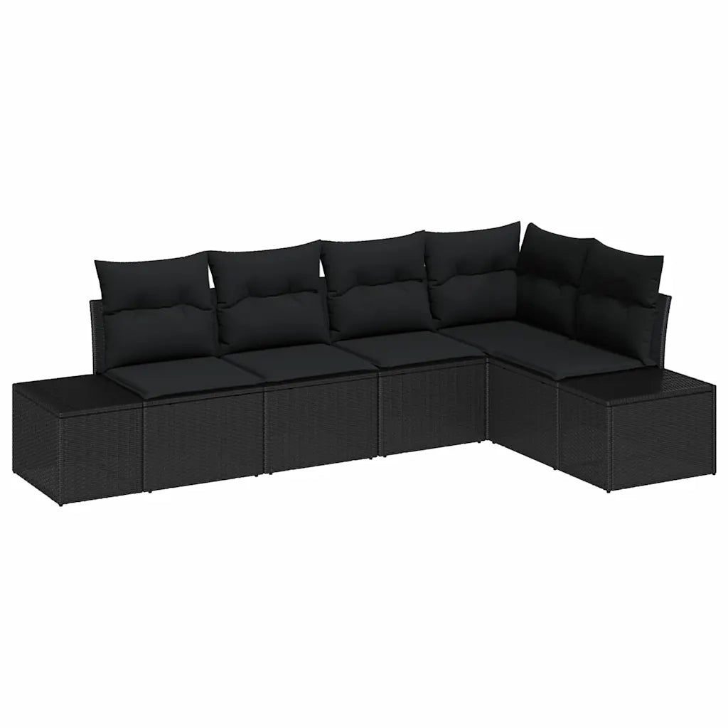 Set Divano da Giardino 5 pcs Nero polyrattan 3347063
