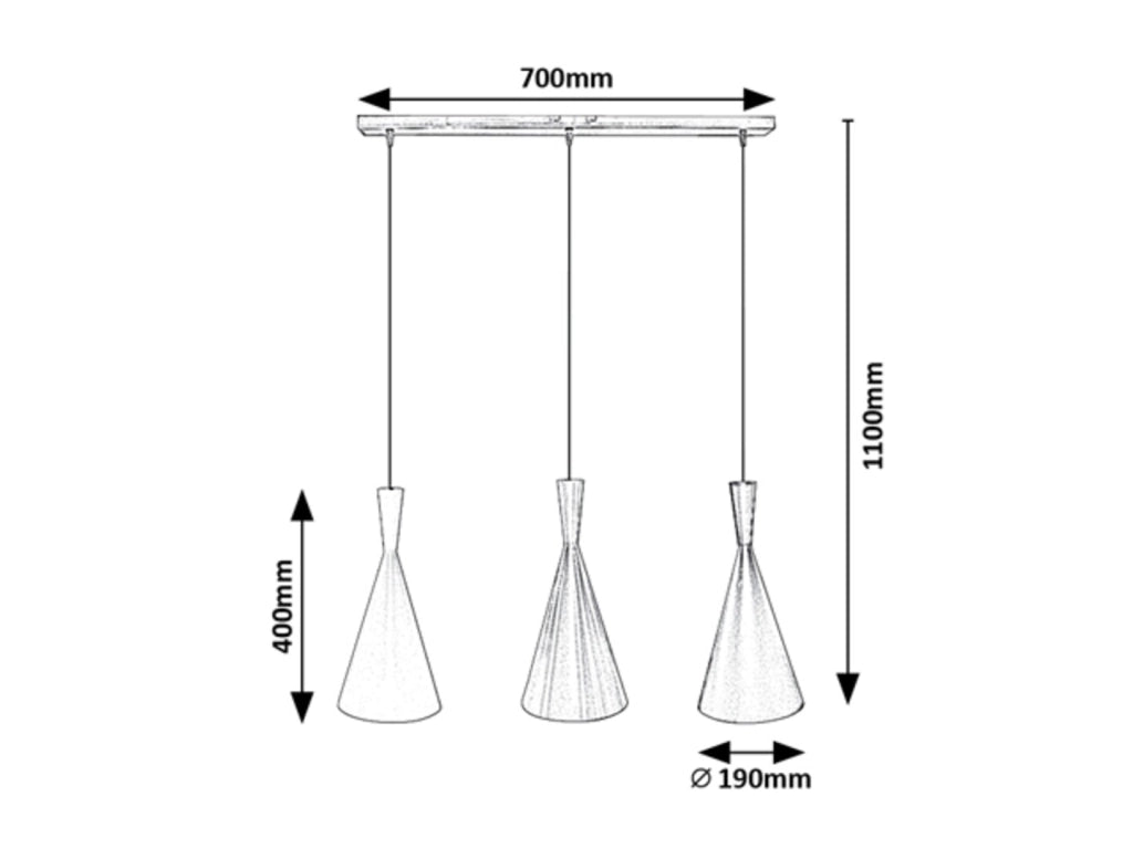 Lampada a sospensione Rabalux Trincola 3xE27 nera 70cm