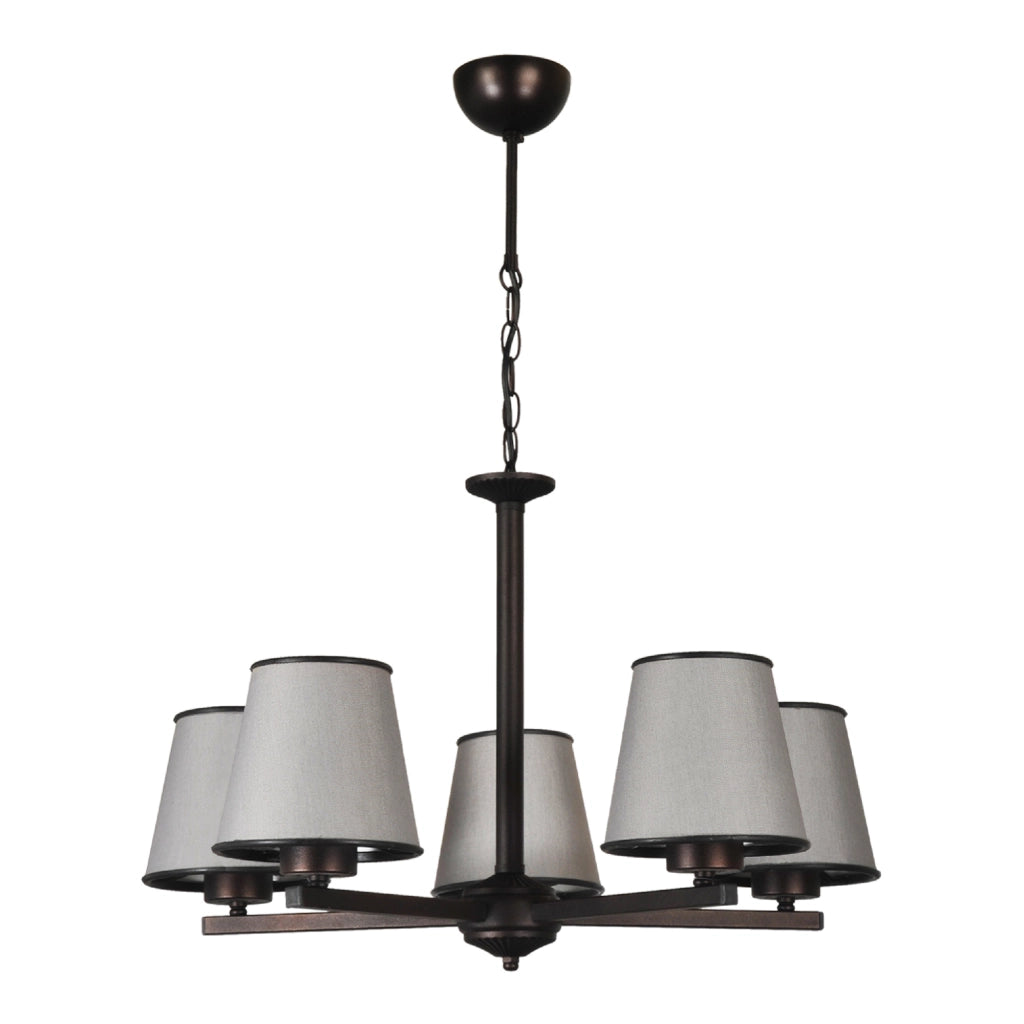 Lampada a Sospensione 'Axbridge' Lampadario a 5 Fonti Luce Lampada da Soffitto con Paralumi a Tronco di Cono - Grigio - lux.pro