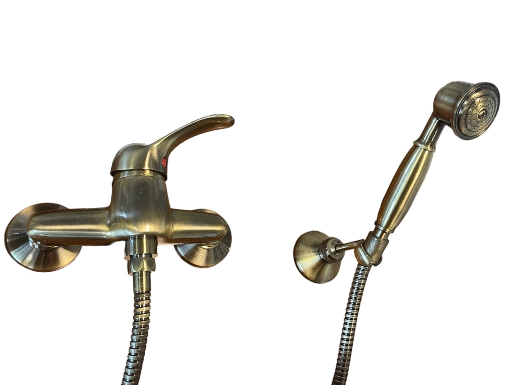 Rubinetto miscelatore doccia bronzato completo, in ottone