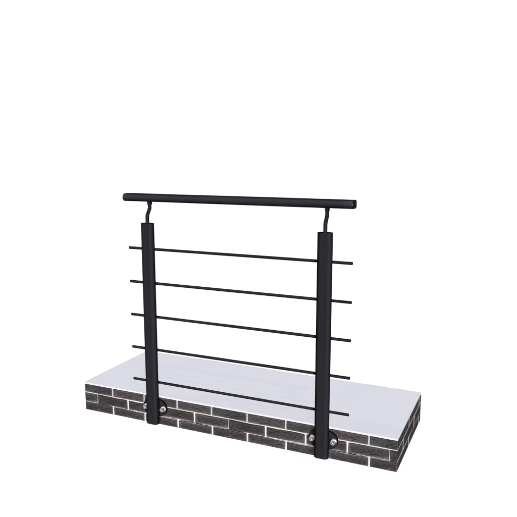 Ringhiera Balaustra in Alluminio Nero Opaco 100x100cm per interni ed esterni a Fissaggio a Parete