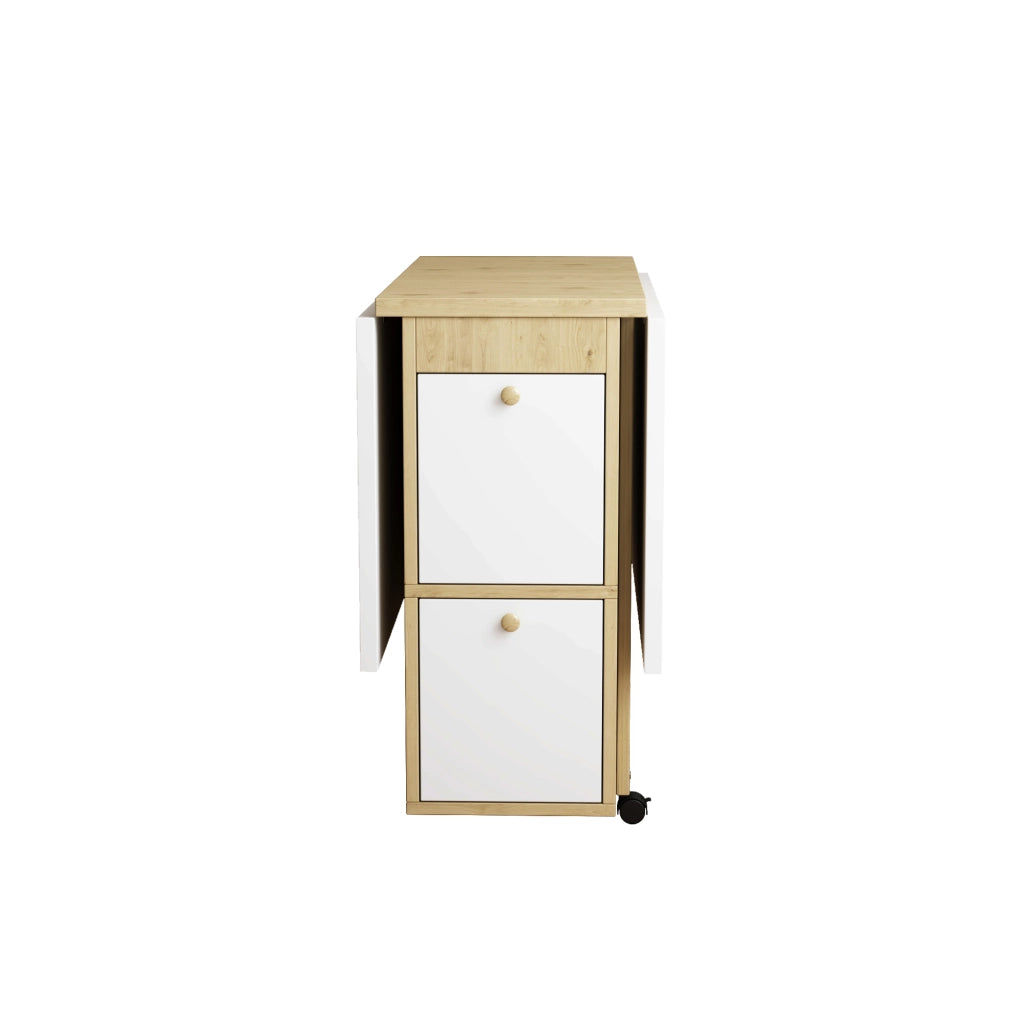 Set tavolo da pranzo pieghevole con 4 sedie, 120×80×75 cm, bianco e rovere