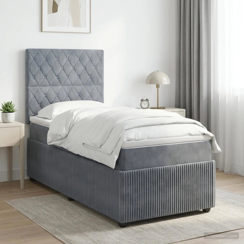 Letto box spring con materasso Grigio Scuro 90 x 200 cm Velluto 3454524