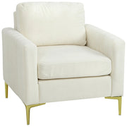 Poltrona in Velluto Acolchato ¨C Minimal ¨C Crema 81x77x81 cm