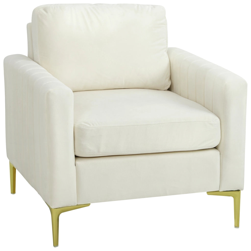 Poltrona in Velluto Acolchato ¨C Minimal ¨C Crema 81x77x81 cm