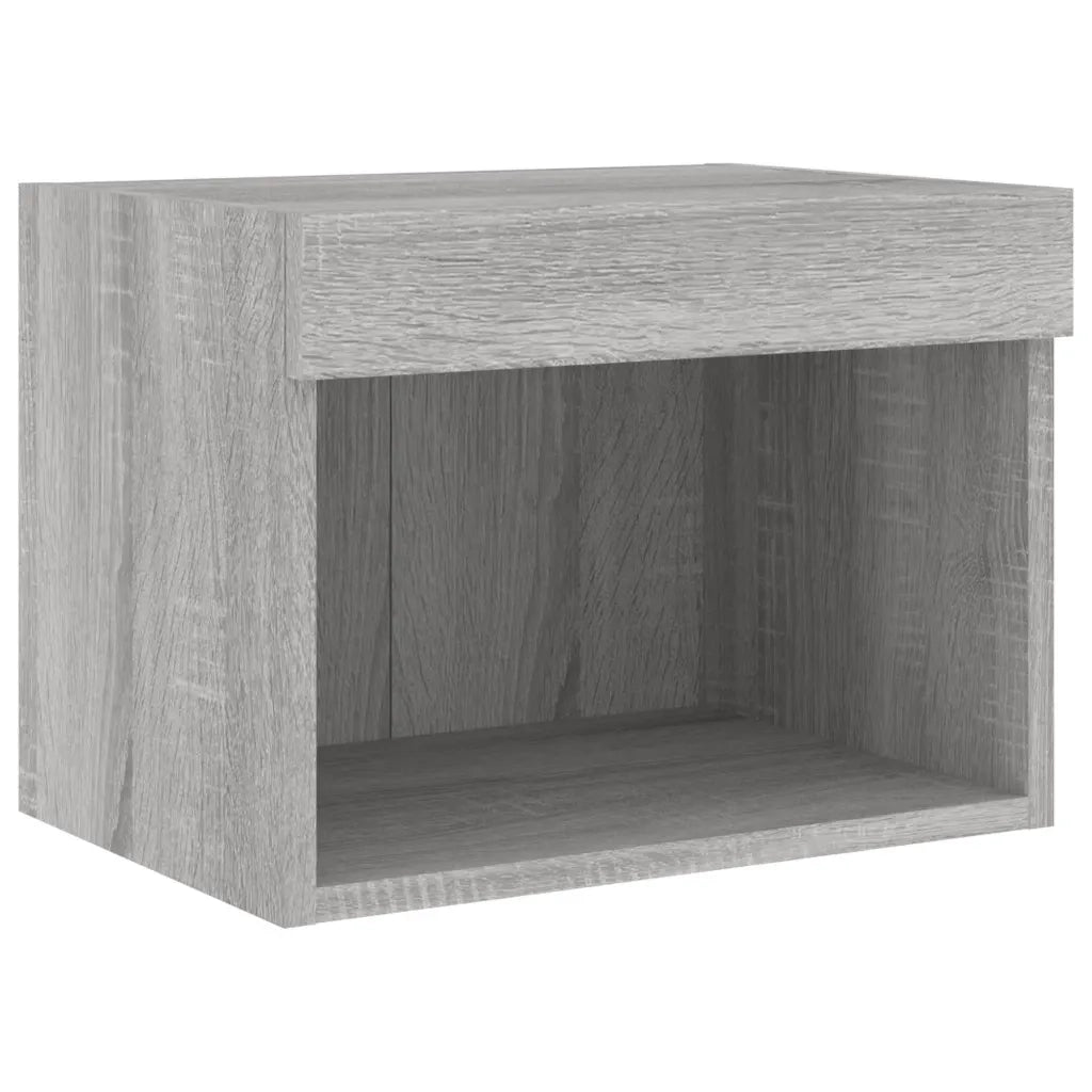 Comodini con Luci LED a Parete 2pz Grigio Sonoma 837124
