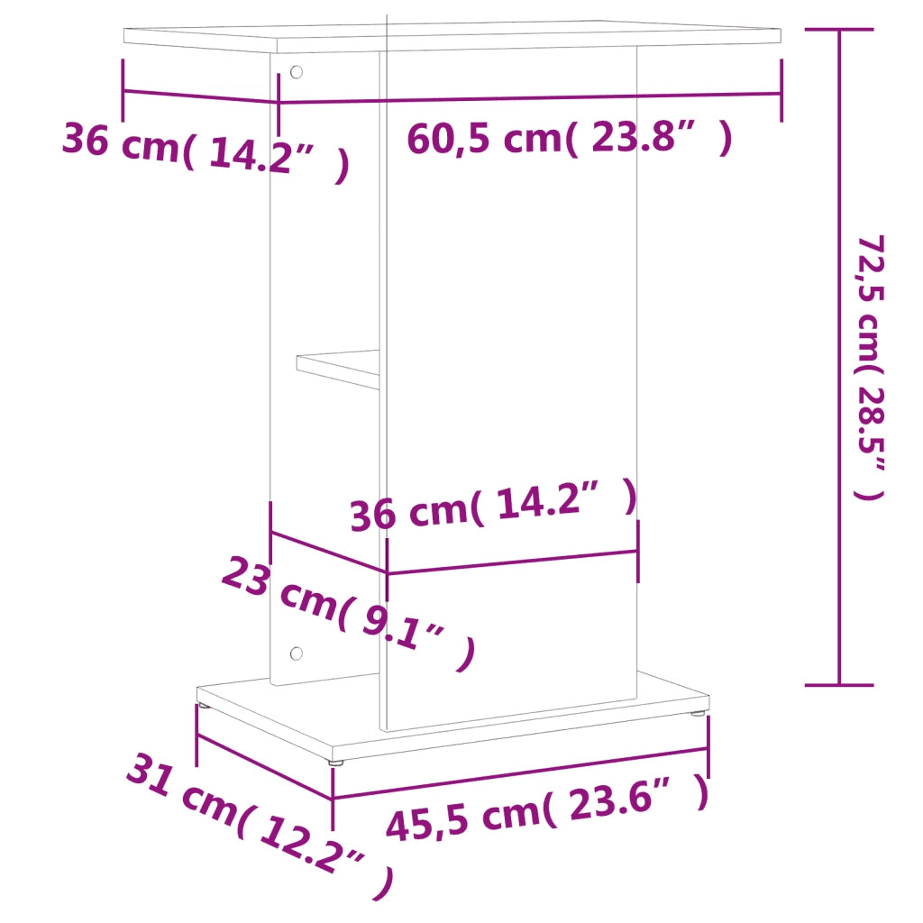 Supporto per acquario in cemento grigio 60,5x36x72,5 cm in legno ingegnerizzato 833643