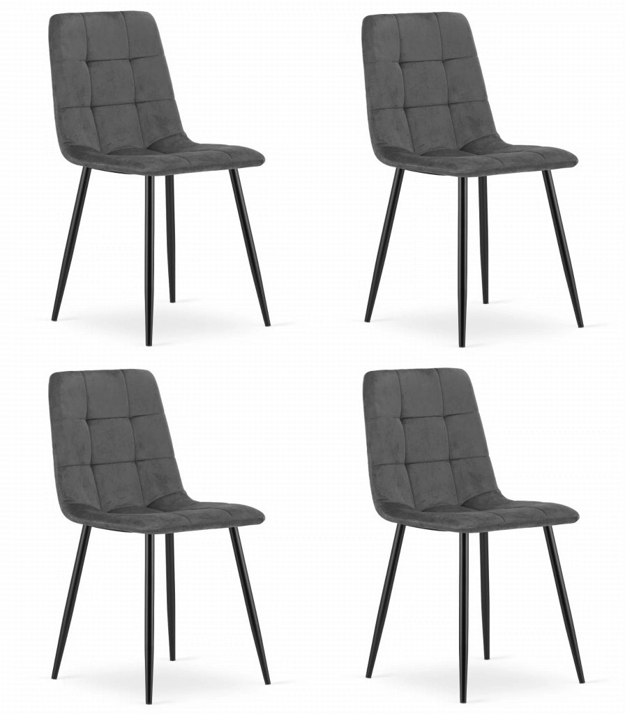 Sedia Valora PYRA in velluto grigio scuro, design moderno x4