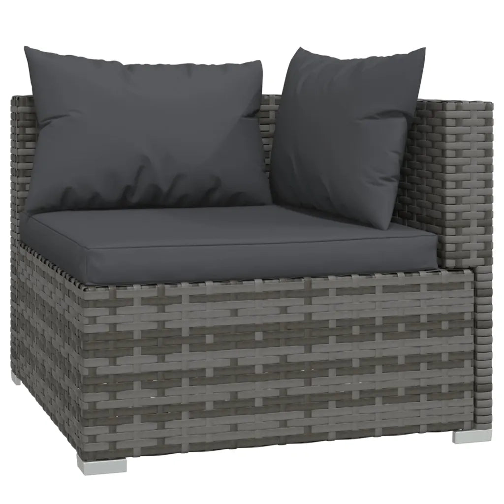 Set Divani da Giardino 5 pz con Cuscini in Polyrattan Grigio 3102189