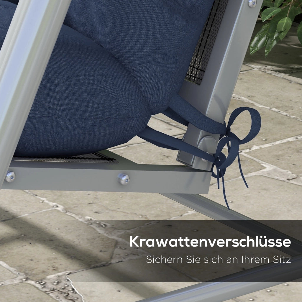 Set 4 Cuscini per Sedie ¨C Xylo ¨C 150x50cm Blu Navy Impermeabile con Lacci