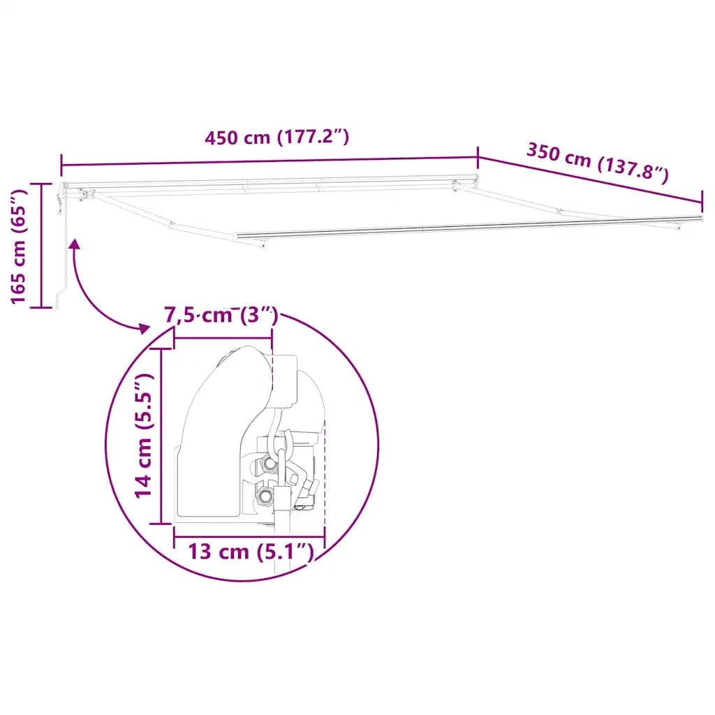 Struttura della tenda Bianco 450 × 350 cm Alluminio 313216