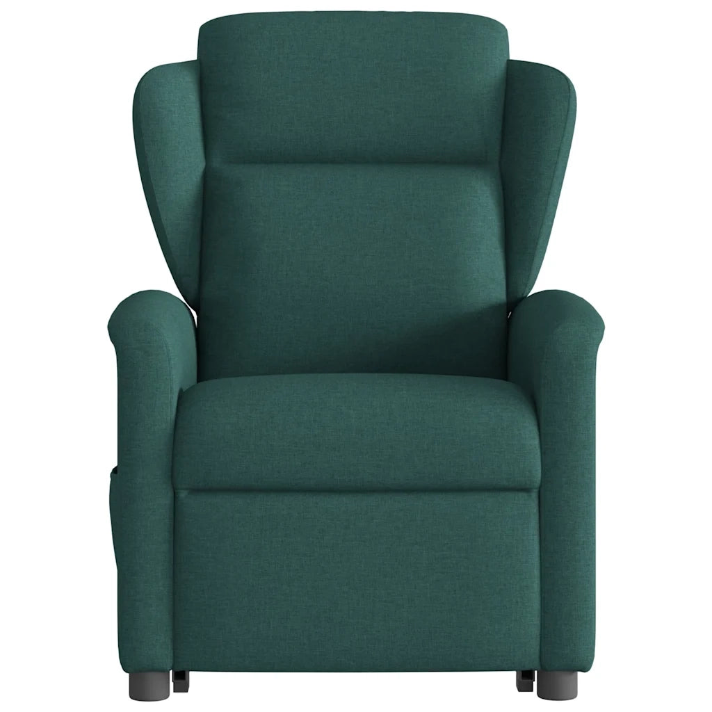 Poltrona Alzapersona Massaggiante | Sedia Relax Verde Scuro in Tessuto