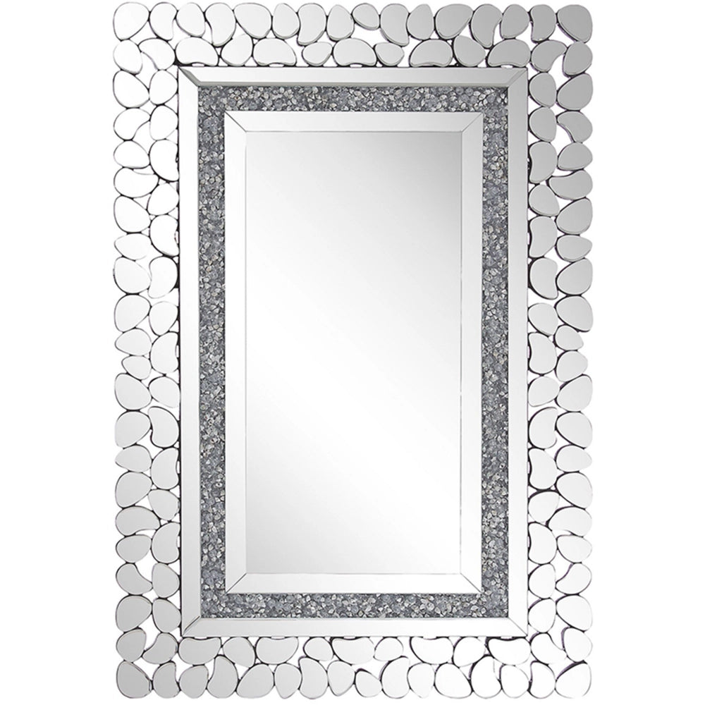Specchio da parete in argento rettangolare 60 x 90 cm moderno glamour soggiorno camera da letto decorazione