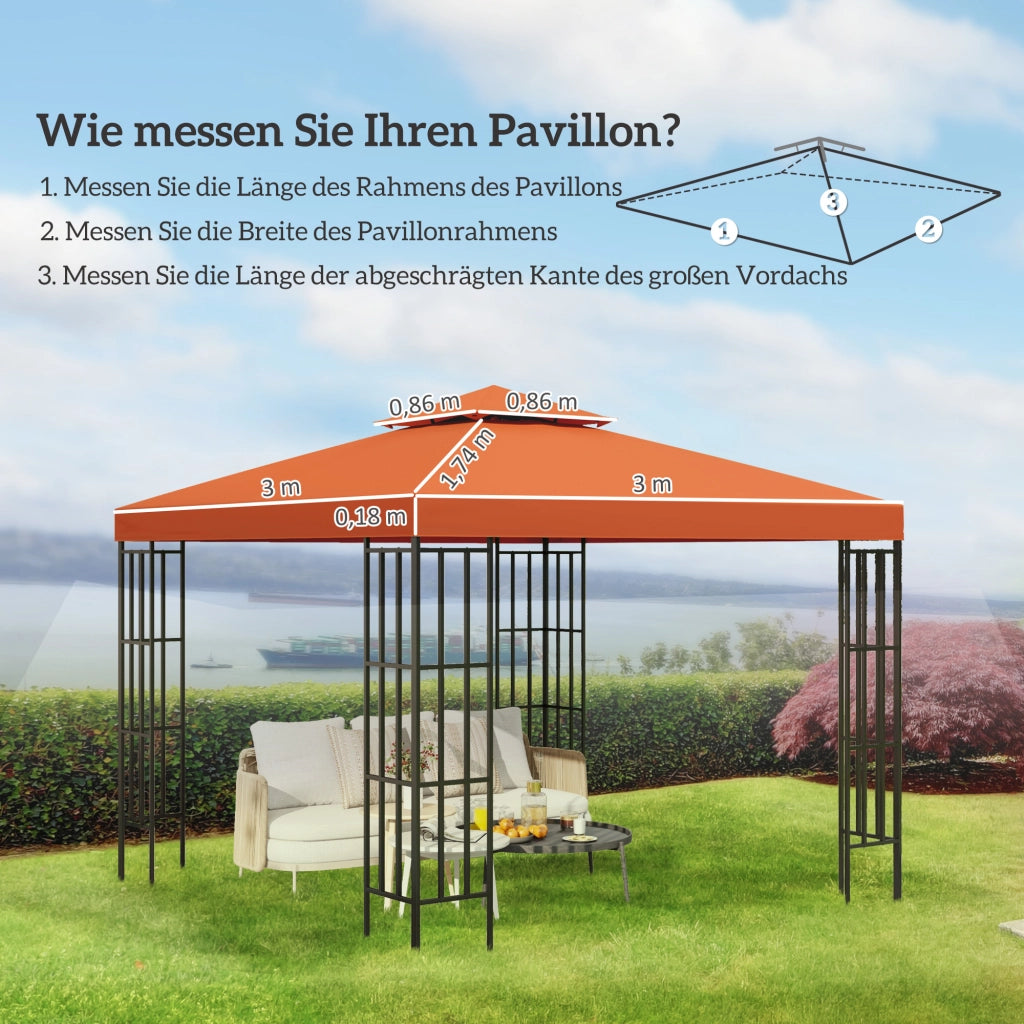 Copertura per Gazebo 3x3m ¨C zephmum ¨C Impermeabile Polyester Rosso Ruggine
