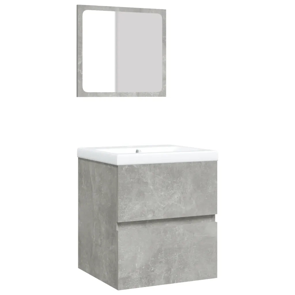 Mobile da Bagno con Lavabo e Specchio Grigio Cemento 3114174