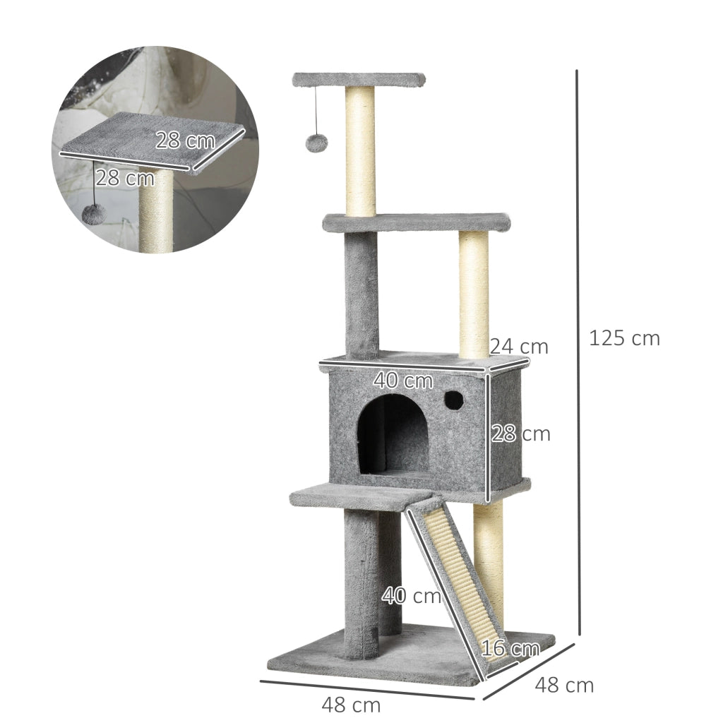 Tiragraffi con Casetta e Scala ¨C Minimal ¨C Grigio 48x48x125 cm