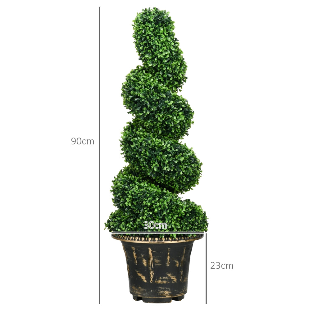 Set Piante Artificiali Buxus Spiraliforme ¨C Minimal ¨C Verde 90 cm