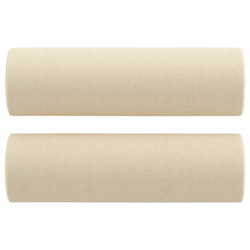 Set Divani 3 pz con Cuscini Crema in Tessuto
