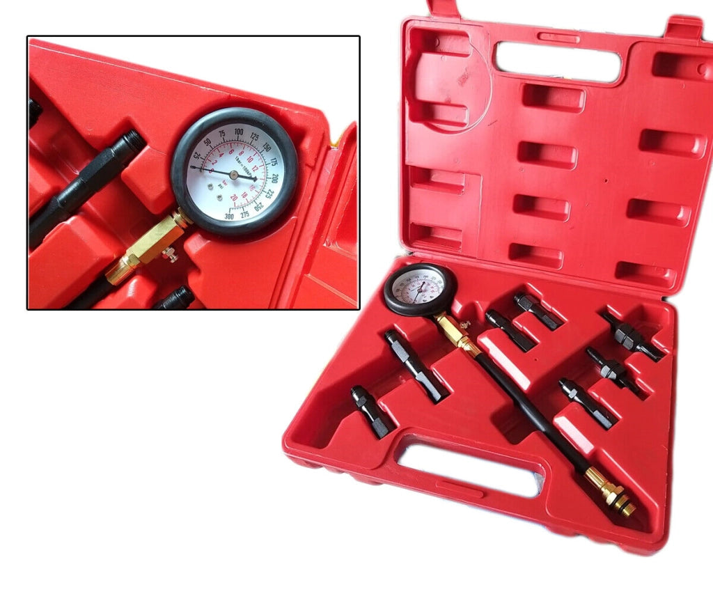 Kit tester pressione compressione per motore benzina auto moto manometro 300PSI