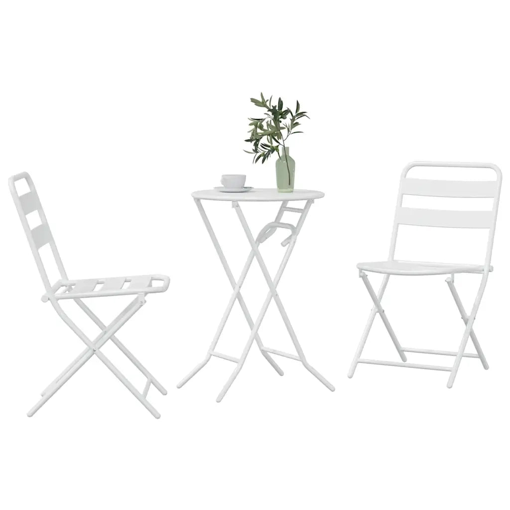 Set Bistro da Giardino 3 pcs Bianco Acciaio
