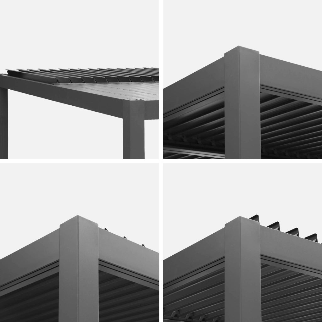 Pergola bioclimatica 3x4m in alluminio e acciaio, lamelle orientabili