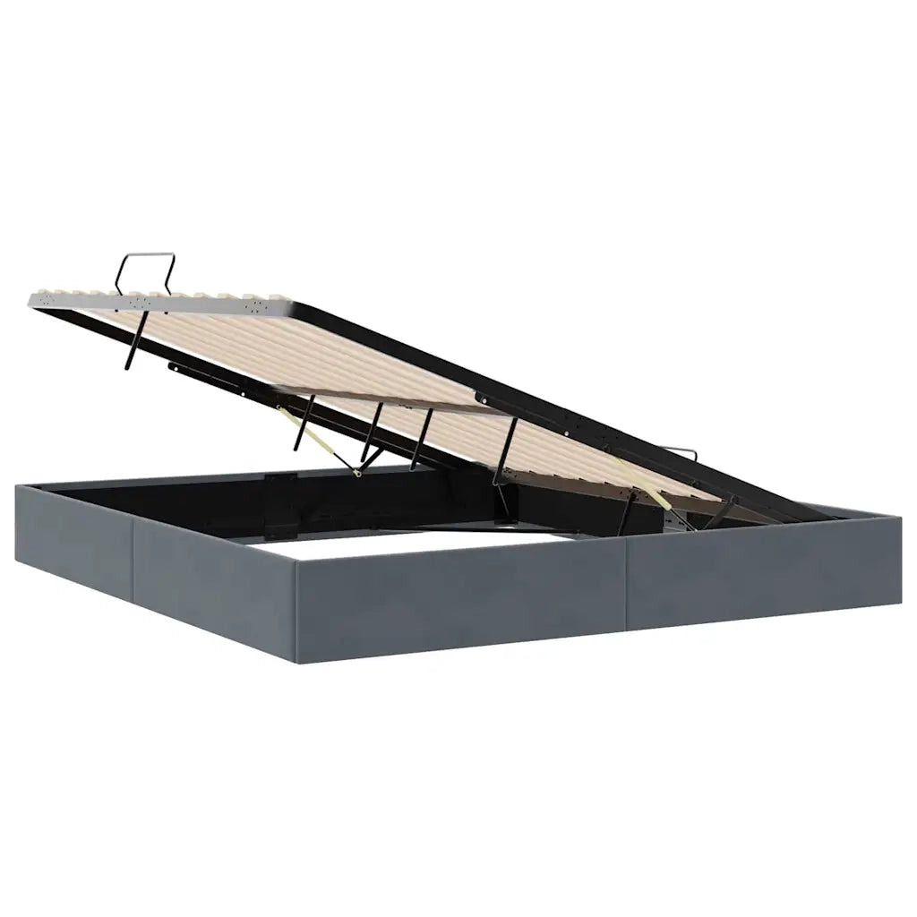 Letto con Contenitore Grigio Scuro 193 x 203 cm Velluto 3370139