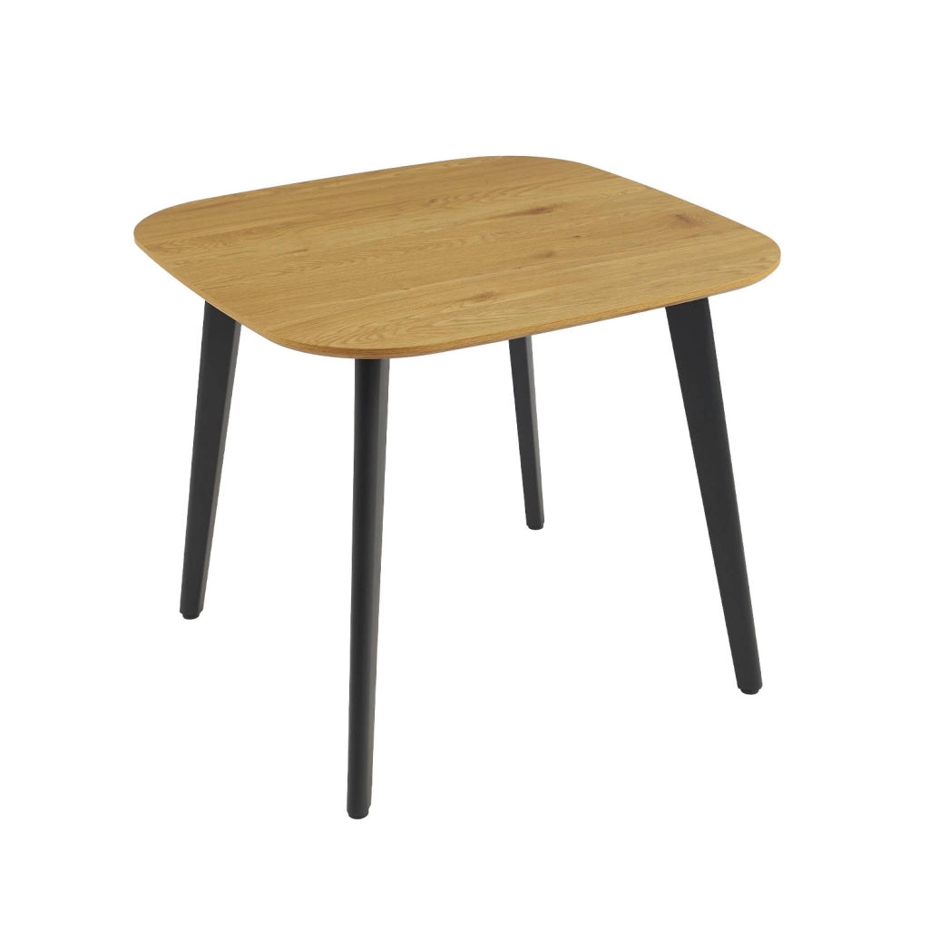 Tavolo da pranzo quadrato effetto legno con gambe in metallo nero 4