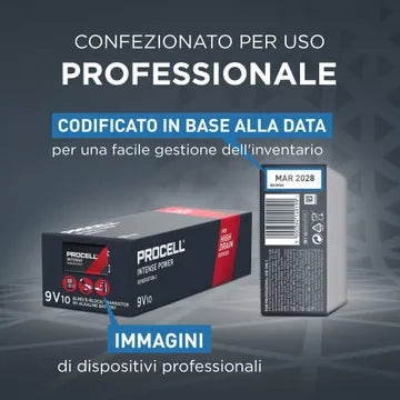 Procell Batterie Alcaline 9V 6LR61 DU0049 Blister 10 Pz Professionali IEC 6LR61 Professional Alcaline