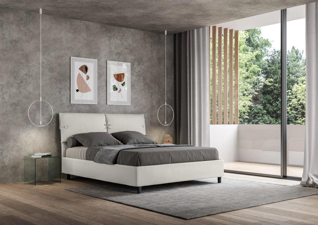 Letto Matrimoniale 160x200 cm con Rete e Contenitore Sleeper Bianco