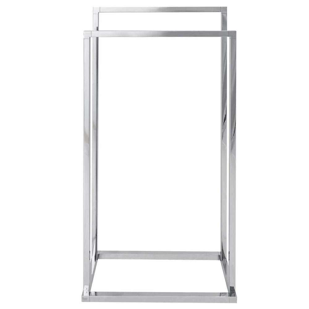 Porta asciugamani in acciaio argento lucido 2 binari Accessori bagno Porta asciugamani in Piedi
