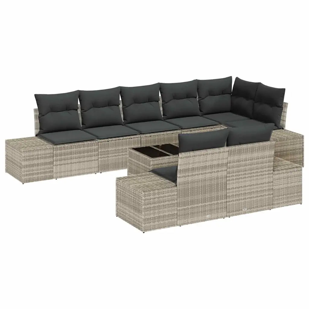 Set Divano da Giardino Grigio chiaro Poly Rattan 3355791